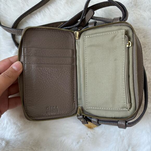 G.I.L.I. Brown Leather Micro Crossbody Purse - Picture 7 of 16